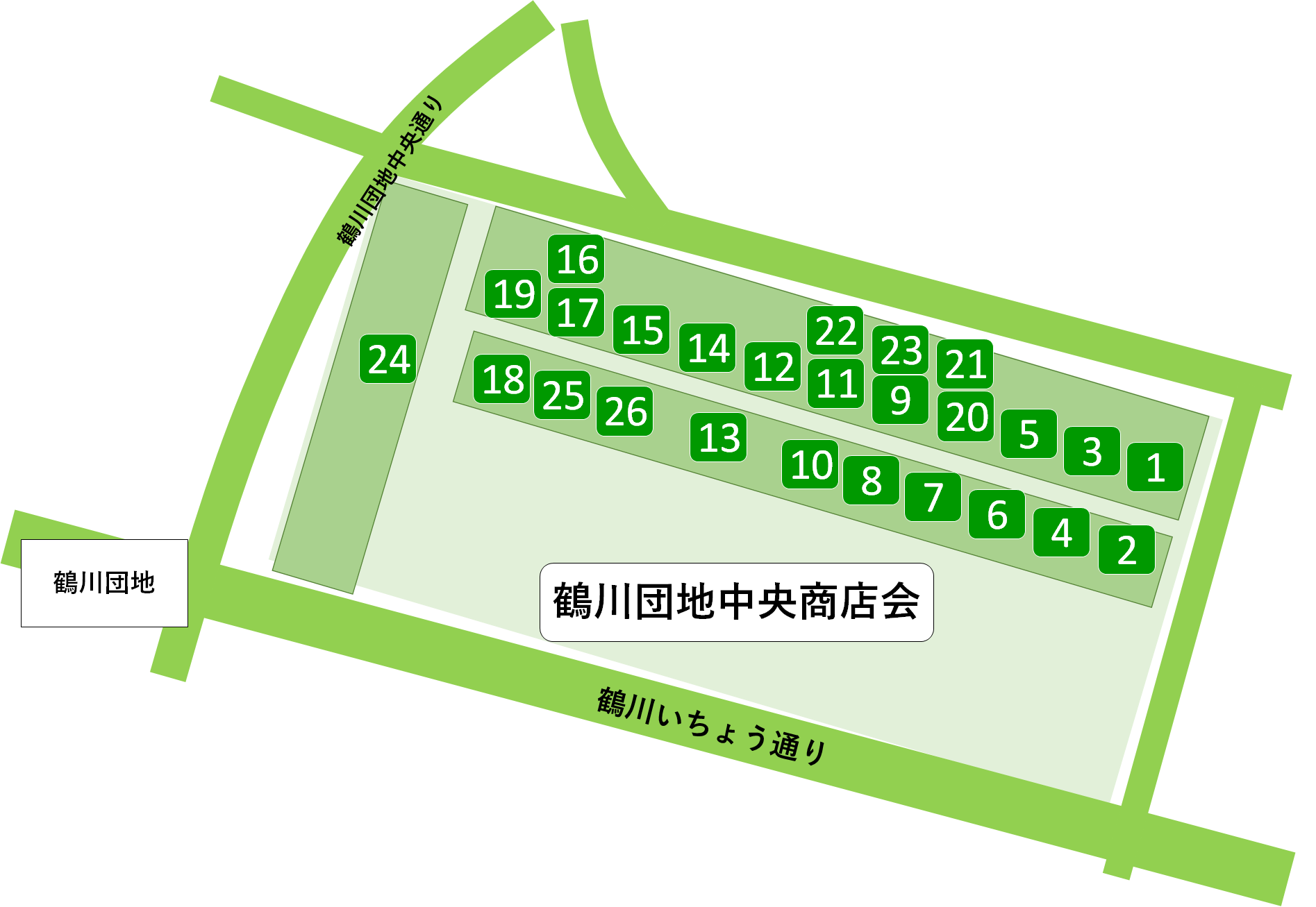 鶴川団地中央商店会の地図