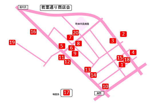 若葉通り商店会の地図